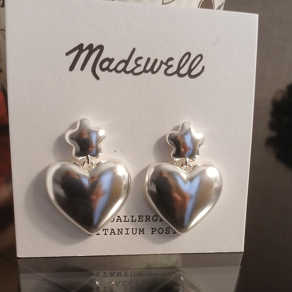 ❤️💥NEW💥❤️Madewell❤️ Puffy Heart Statement Earrings - Picture 4 of 6